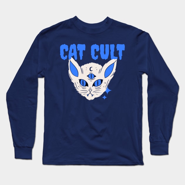 Cat Cult Wizard Cat Long Sleeve T-Shirt by Ghost Of A Chance 